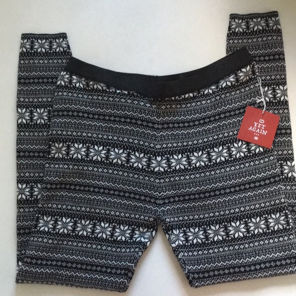 Winter Snowflake Leggings Black Thick